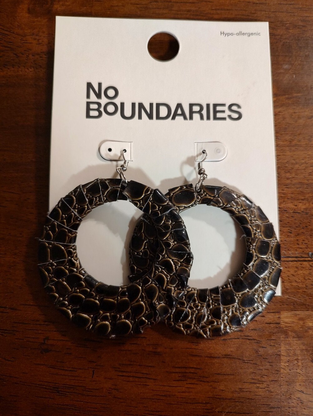 No Boundaries Black and Gold Textured Hoop Earrings